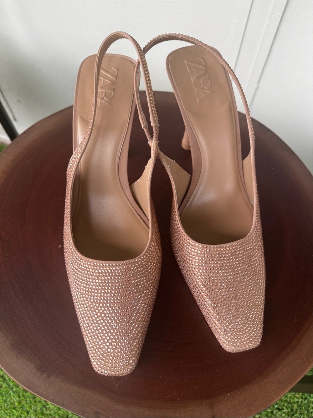 Zara Rose Gold Crystal Slingback Heels